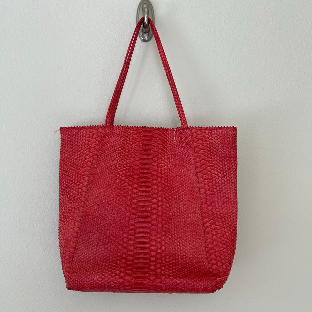 Carlos Falchi Python Leather Tote Bag Exotic Embo… - image 7